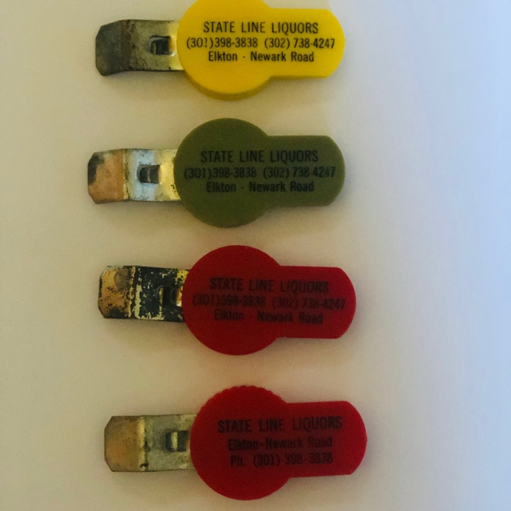 State Line Liquors Elkton Maryland Vintage Bottle Opener Caps Set Of Four